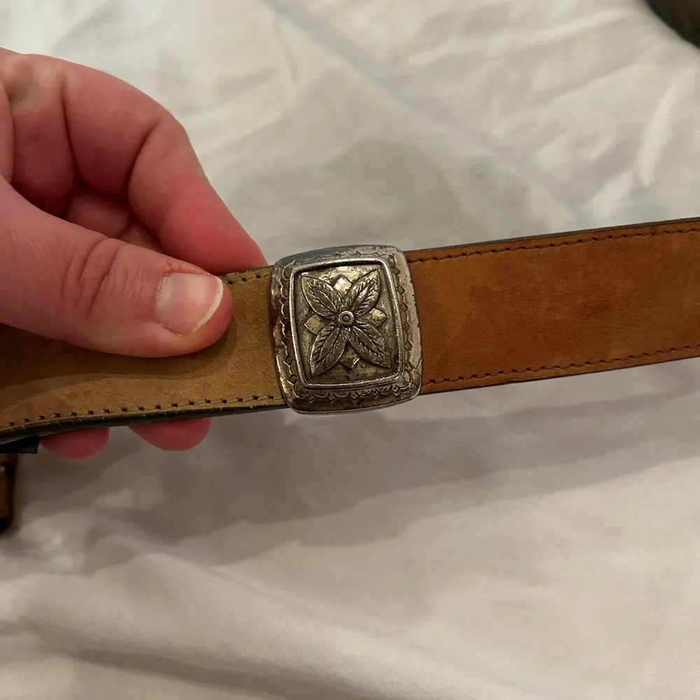Brighton Women’s‎ Leather Colorblock Silver Hardware Belt 38”
